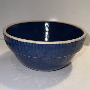 #9625 BLUE CERAMIC BOWL  STONEWARE SALT GLAZED MIXING BOWL